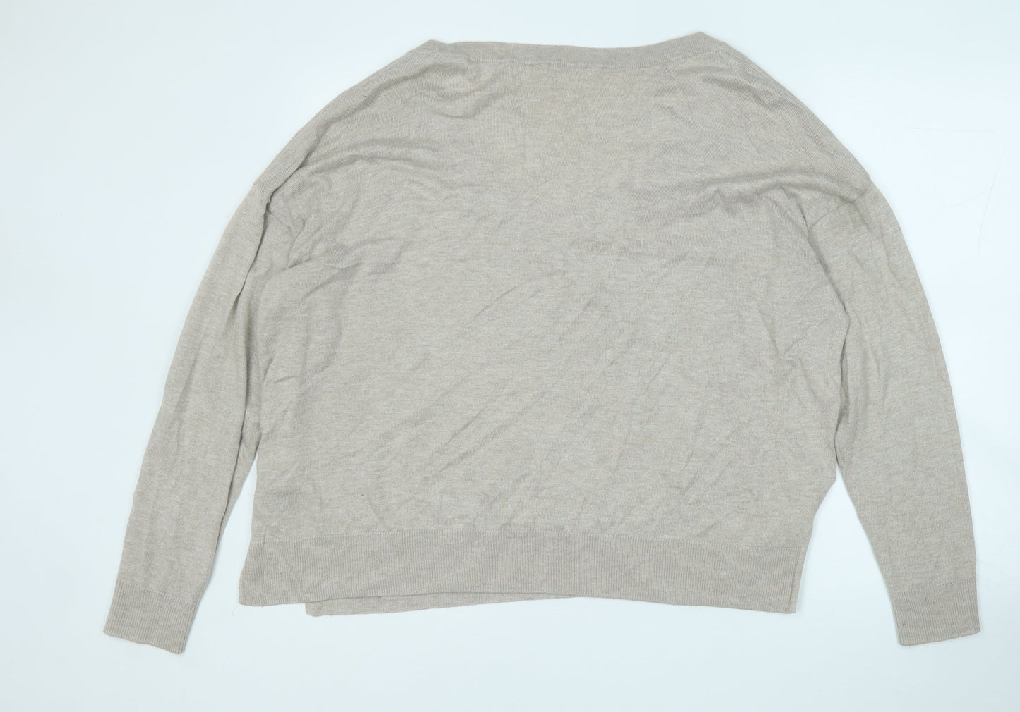 H&M Womens Beige Round Neck  Viscose Pullover Jumper Size L
