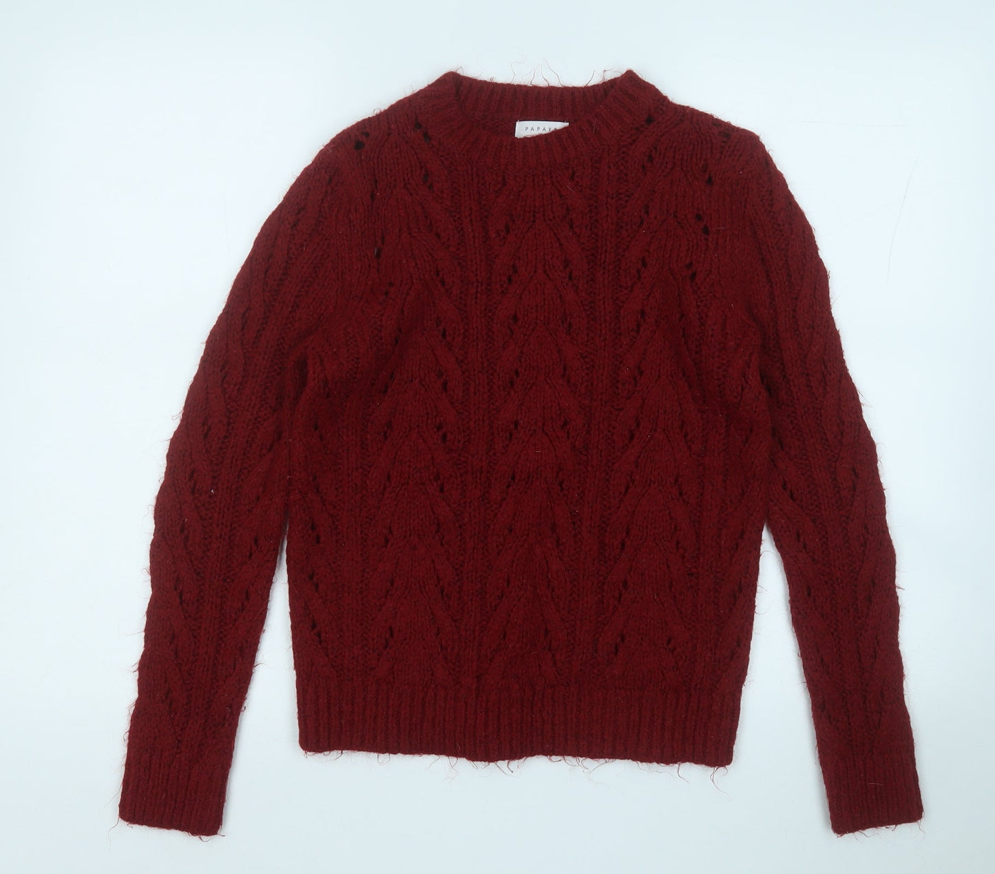 Papaya Womens Red Round Neck  Polyester Pullover Jumper Size S
