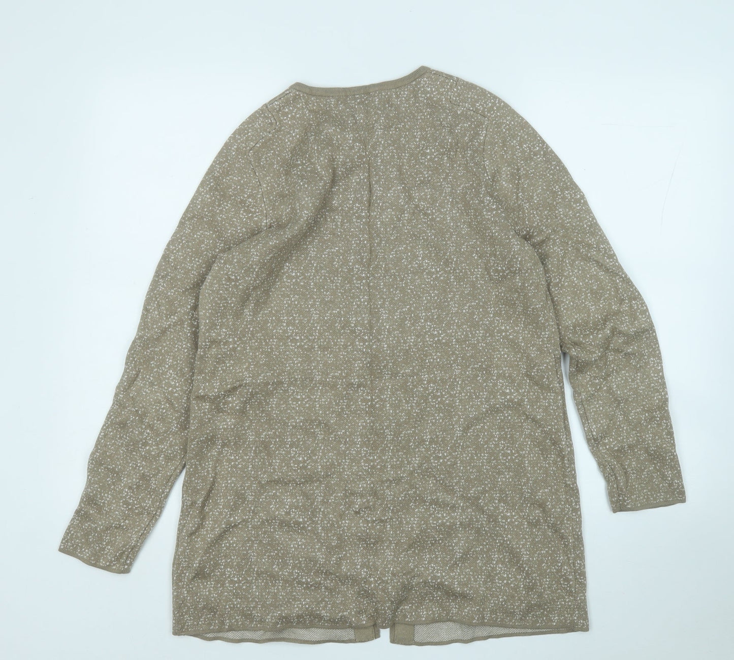 ellen reyes Womens Brown Round Neck Geometric Cotton Full Zip Jumper Size M