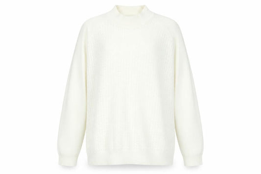 Preworn Womens White Round Neck  Acrylic Pullover Jumper Size L