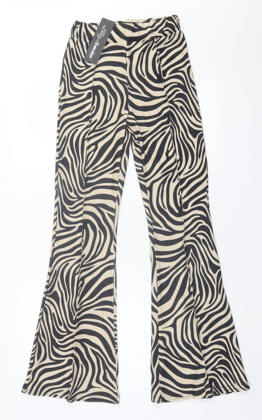 Style Wise Womens Brown Animal Print Polyester Trousers  Size 8 L32 in Regular
