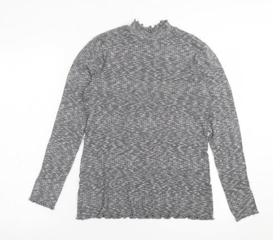Matalan Womens Grey High Neck  Viscose Pullover Jumper Size 10   - Lettuce Edging