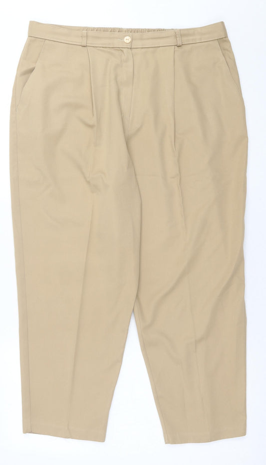 Essentials Womens Beige  Polyester Trousers  Size 18 L25 in Regular Button