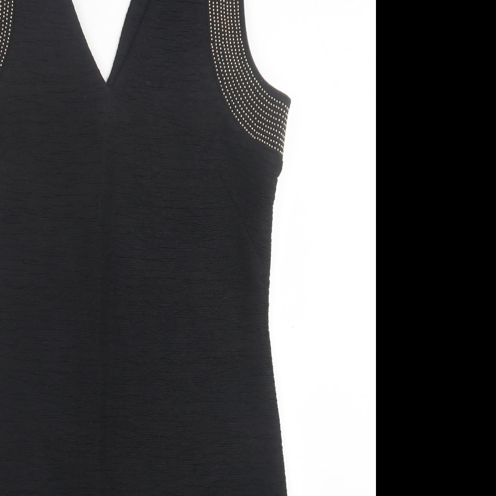 H&M Womens Black  Polyester A-Line  Size M  V-Neck Pullover