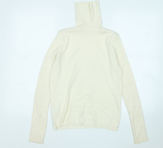 MNG Womens Yellow Mock Neck  Viscose Pullover Jumper Size M