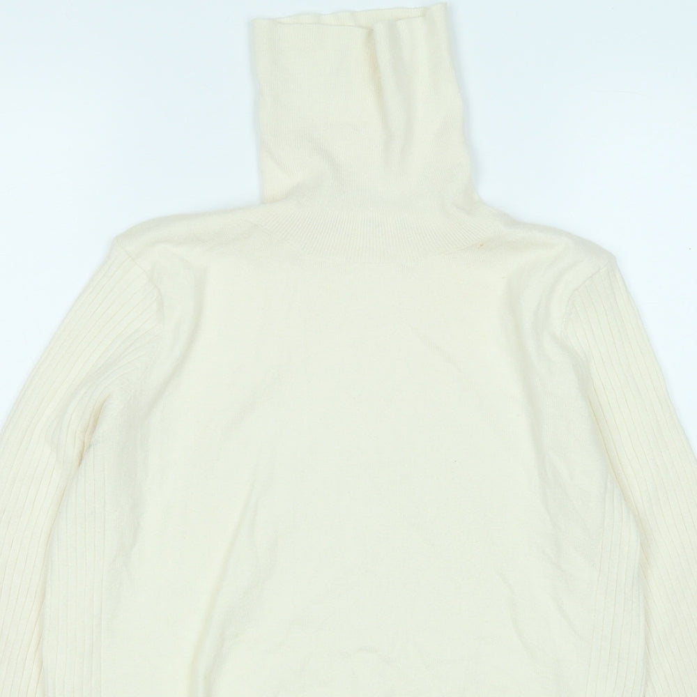 MNG Womens Yellow Mock Neck  Viscose Pullover Jumper Size M