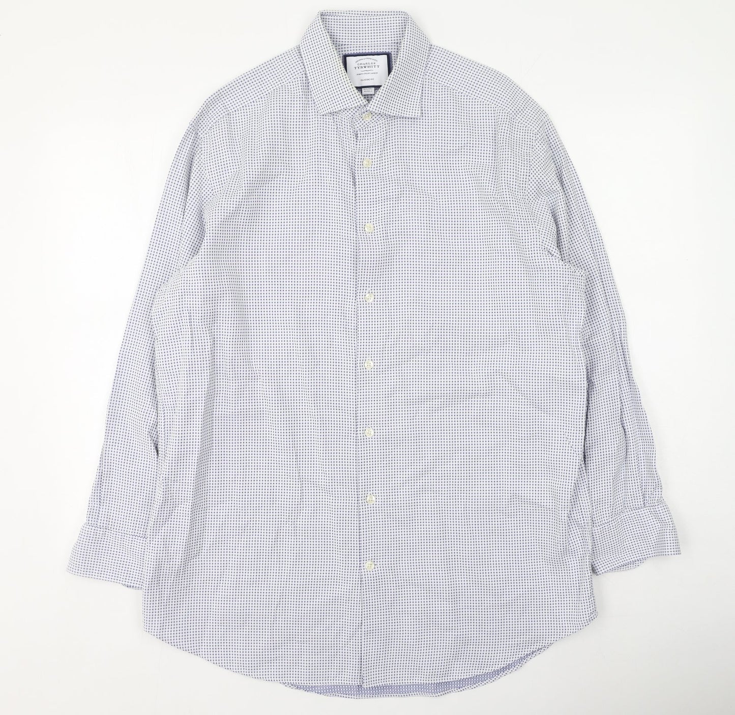 Charles Tyrwhitt Mens Blue  Cotton  Button-Up Size 42 Collared
