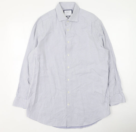 Charles Tyrwhitt Mens Blue  Cotton  Button-Up Size 42 Collared