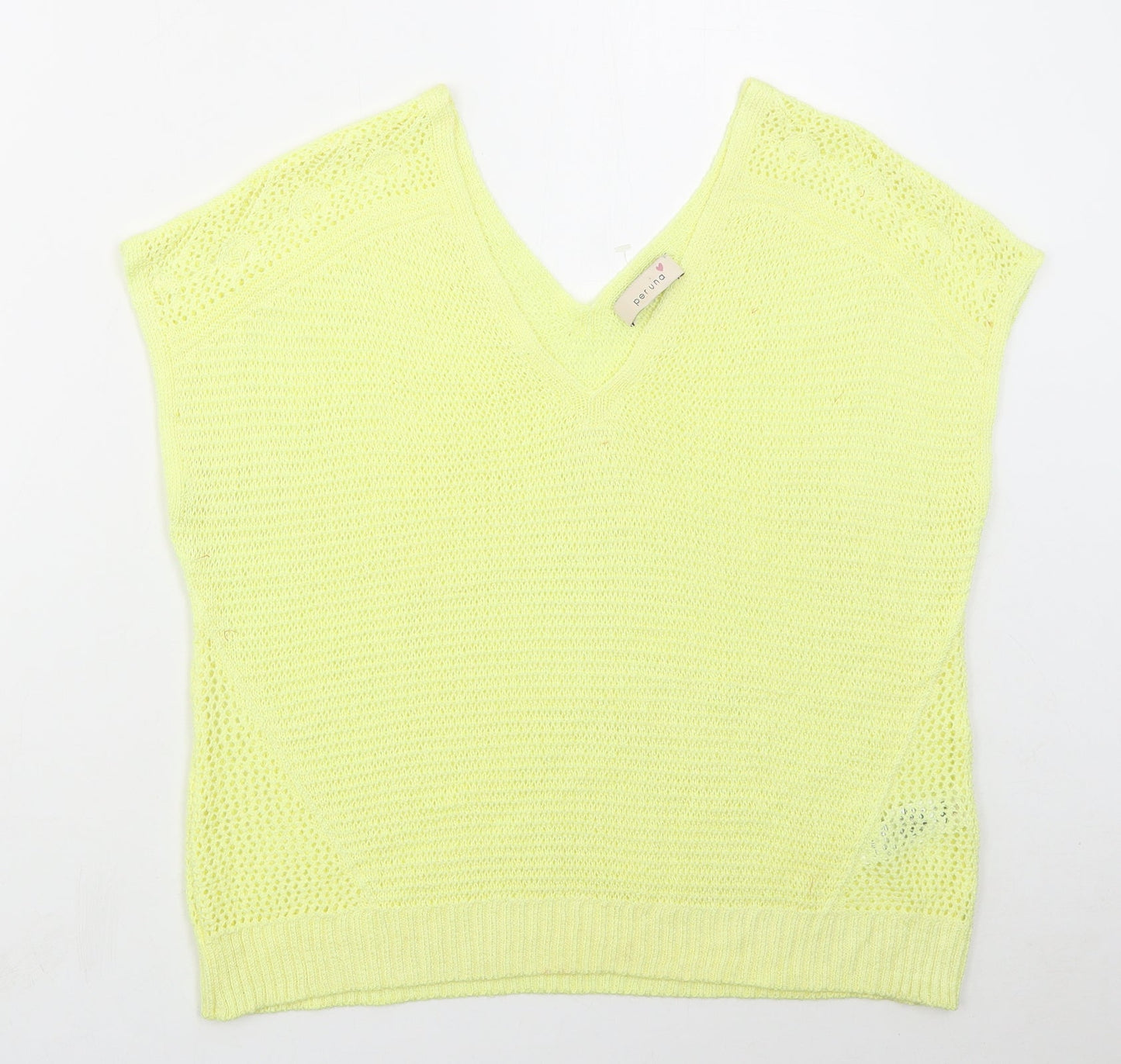 Marks and Spencer Womens Yellow V-Neck  Acrylic Vest Jumper Size 16