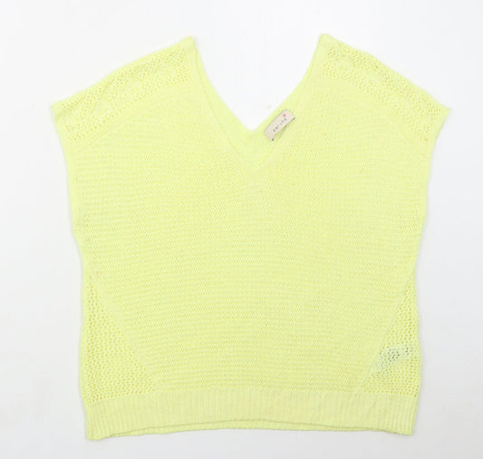Marks and Spencer Womens Yellow V-Neck  Acrylic Vest Jumper Size 16