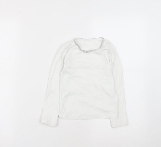 Dunnes Stores Girls White  Cotton Basic Casual Size 5-6 Years Round Neck