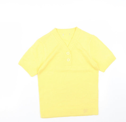 Preworn Womens Yellow V-Neck  Acrylic Pullover Jumper Size 8