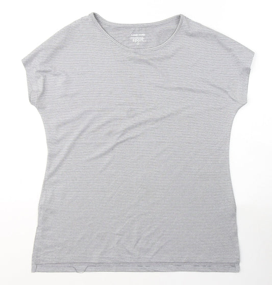 Alfred Dunner Womens Grey  Polyester Basic T-Shirt Size S Round Neck Pullover