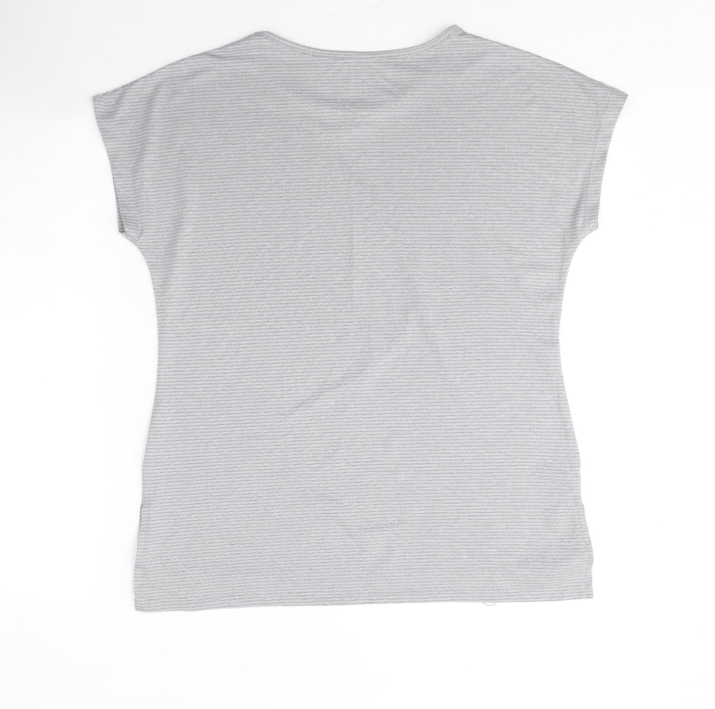 Alfred Dunner Womens Grey  Polyester Basic T-Shirt Size S Round Neck Pullover