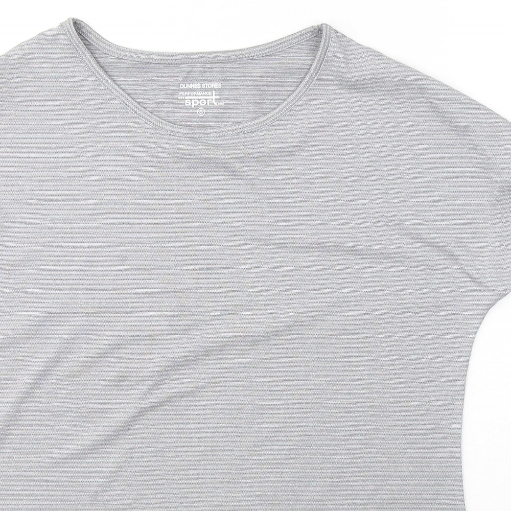 Alfred Dunner Womens Grey  Polyester Basic T-Shirt Size S Round Neck Pullover