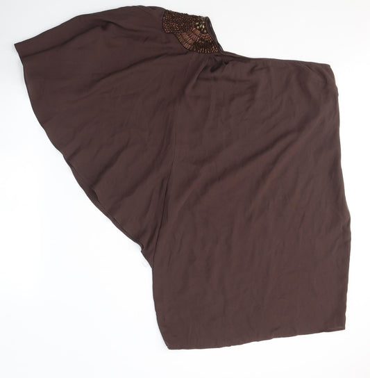 Oasis Womens Brown  Polyester Tunic Blouse Size 12 Off the Shoulder