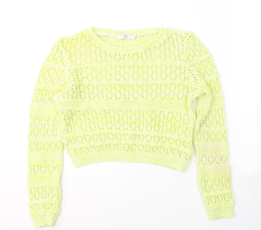 New Look Womens Green Round Neck  Cotton Pullover Jumper Size 8
