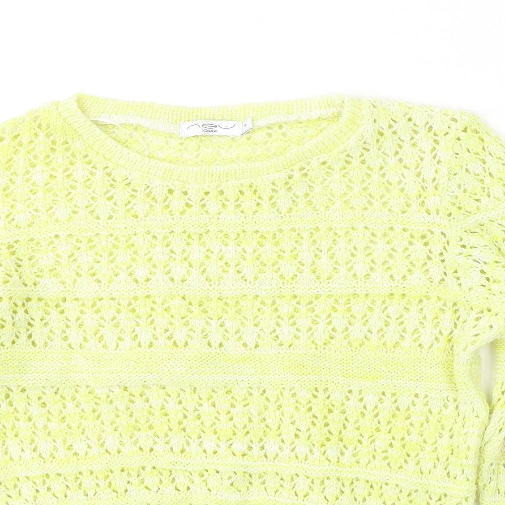 New Look Womens Green Round Neck  Cotton Pullover Jumper Size 8