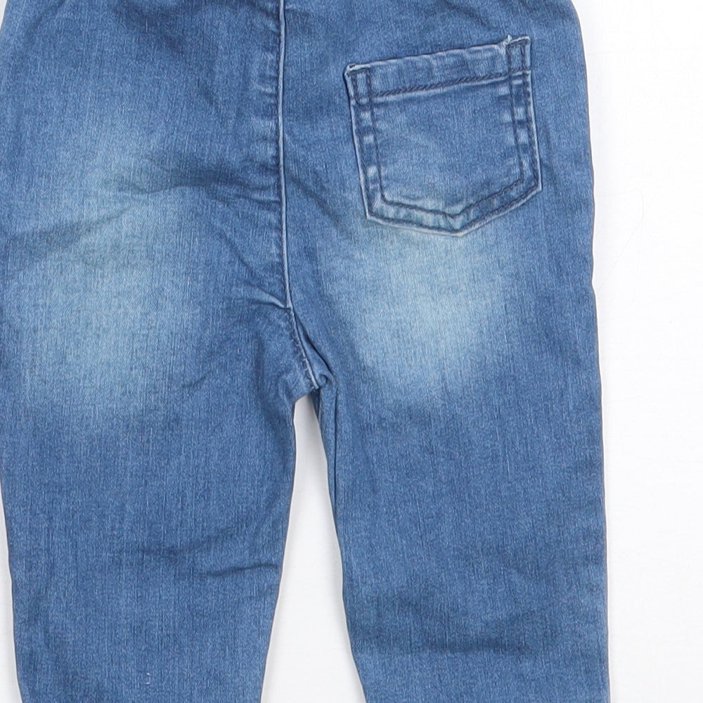 Nutmeg Boys Blue  Cotton Jogger Jeans Size 6-9 Months  Drawstring