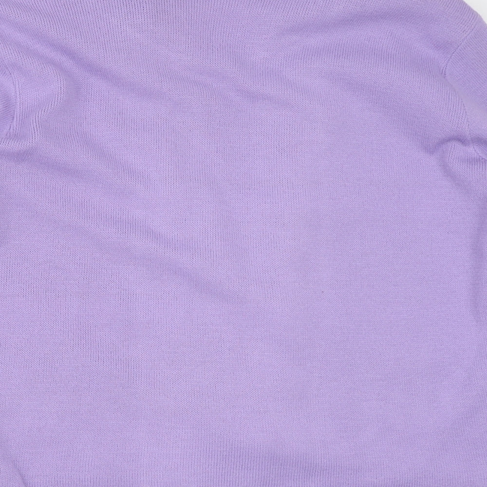 Hand Womens Purple V-Neck Striped Acrylic Cardigan Jumper Size L   - 2 Layers