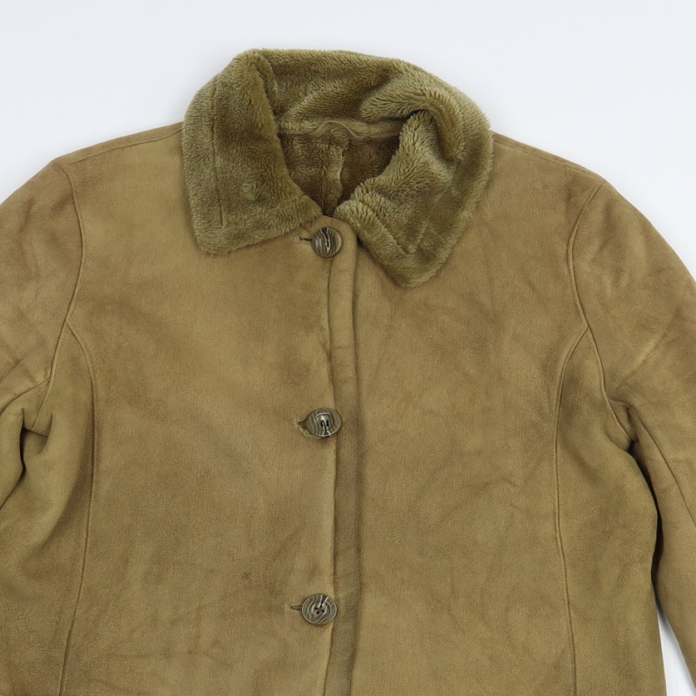Preworn Womens Beige   Pea Coat Coat Size M  Button