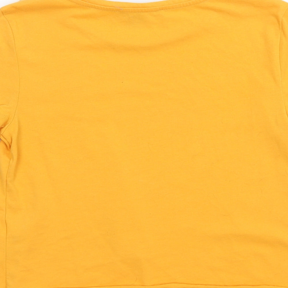 Primark Womens Yellow  Polyester Cropped T-Shirt Size XS Crew Neck - Mixed Emotions