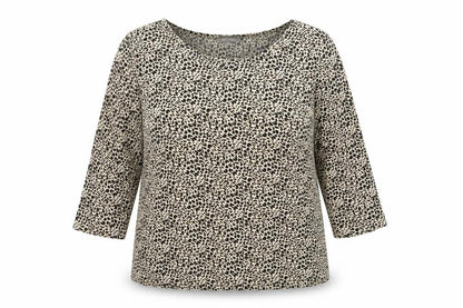 Principles Womens Beige Animal Print Viscose Basic Blouse Size 16 Boat Neck