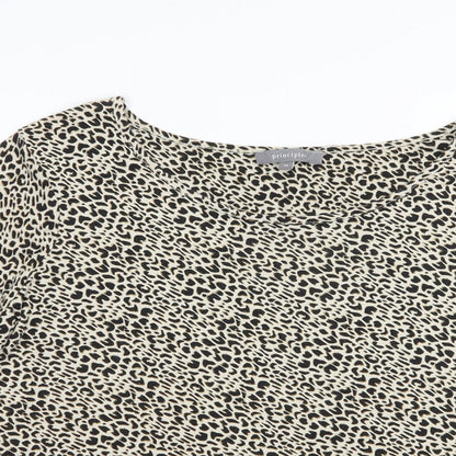 Principles Womens Beige Animal Print Viscose Basic Blouse Size 16 Boat Neck