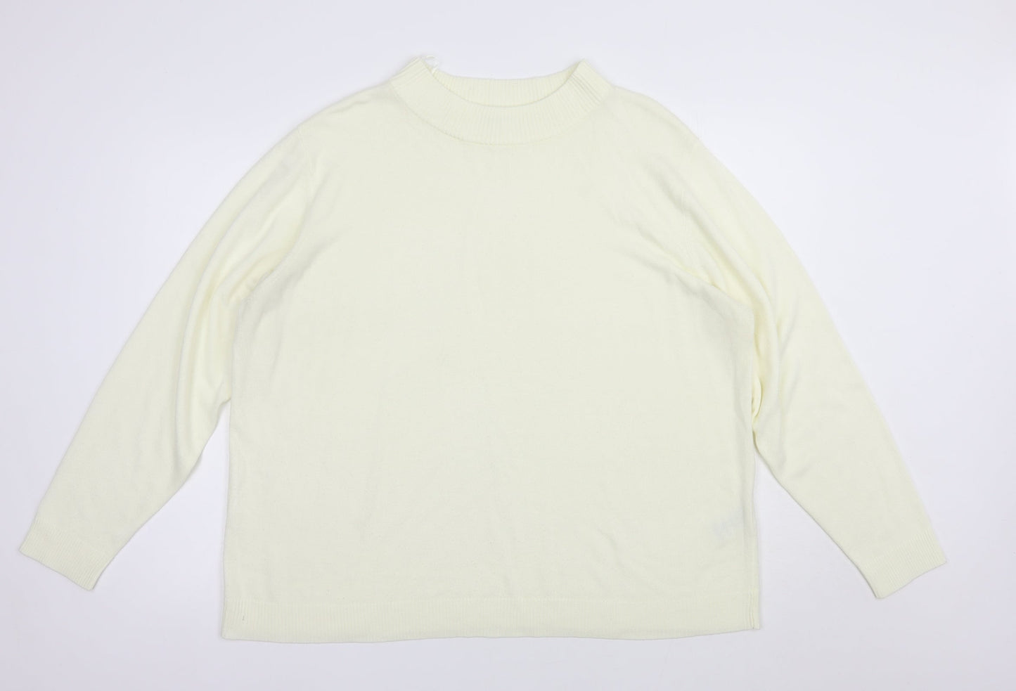 Damart Womens Ivory Mock Neck  Acrylic Pullover Jumper Size 2XL