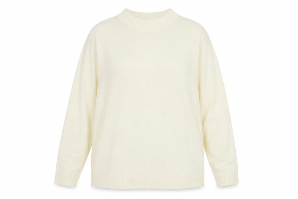Damart Womens Ivory Mock Neck  Acrylic Pullover Jumper Size 2XL
