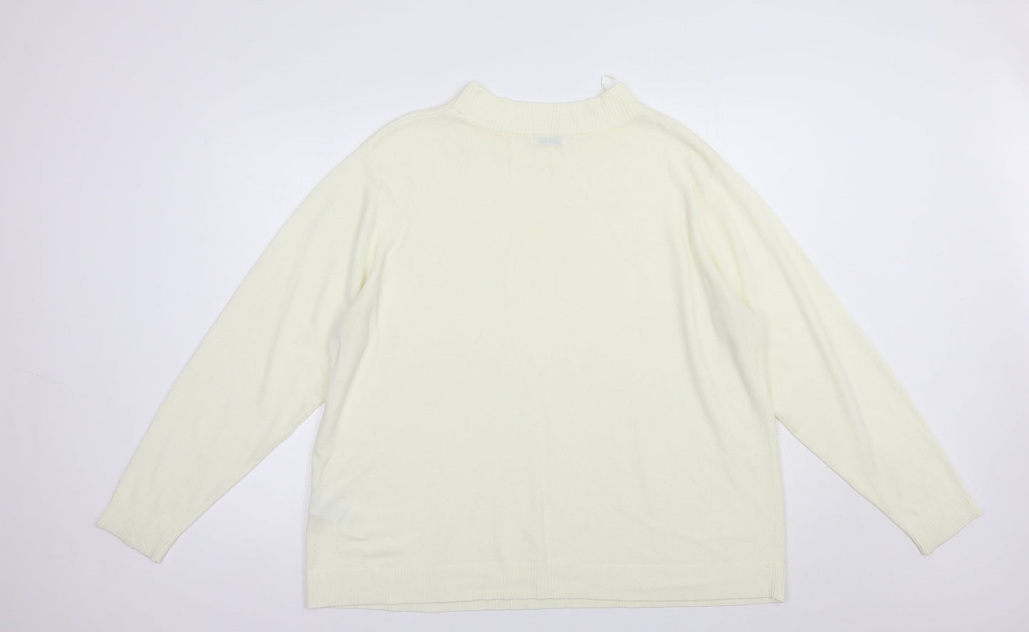 Damart Womens Ivory Mock Neck  Acrylic Pullover Jumper Size 2XL