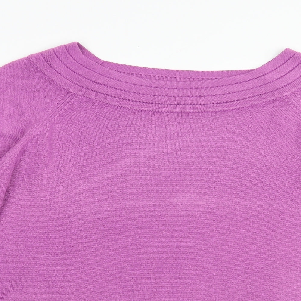 Marks Womens Purple Boat Neck  Acrylic Pullover Jumper Size 16