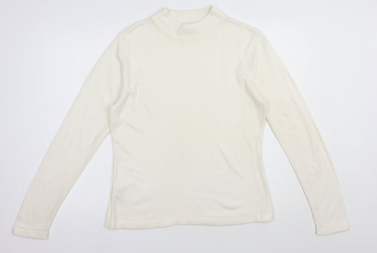 Papaya Womens White Mock Neck  Acrylic Pullover Jumper Size 14