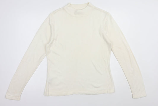 Papaya Womens White Mock Neck  Acrylic Pullover Jumper Size 14