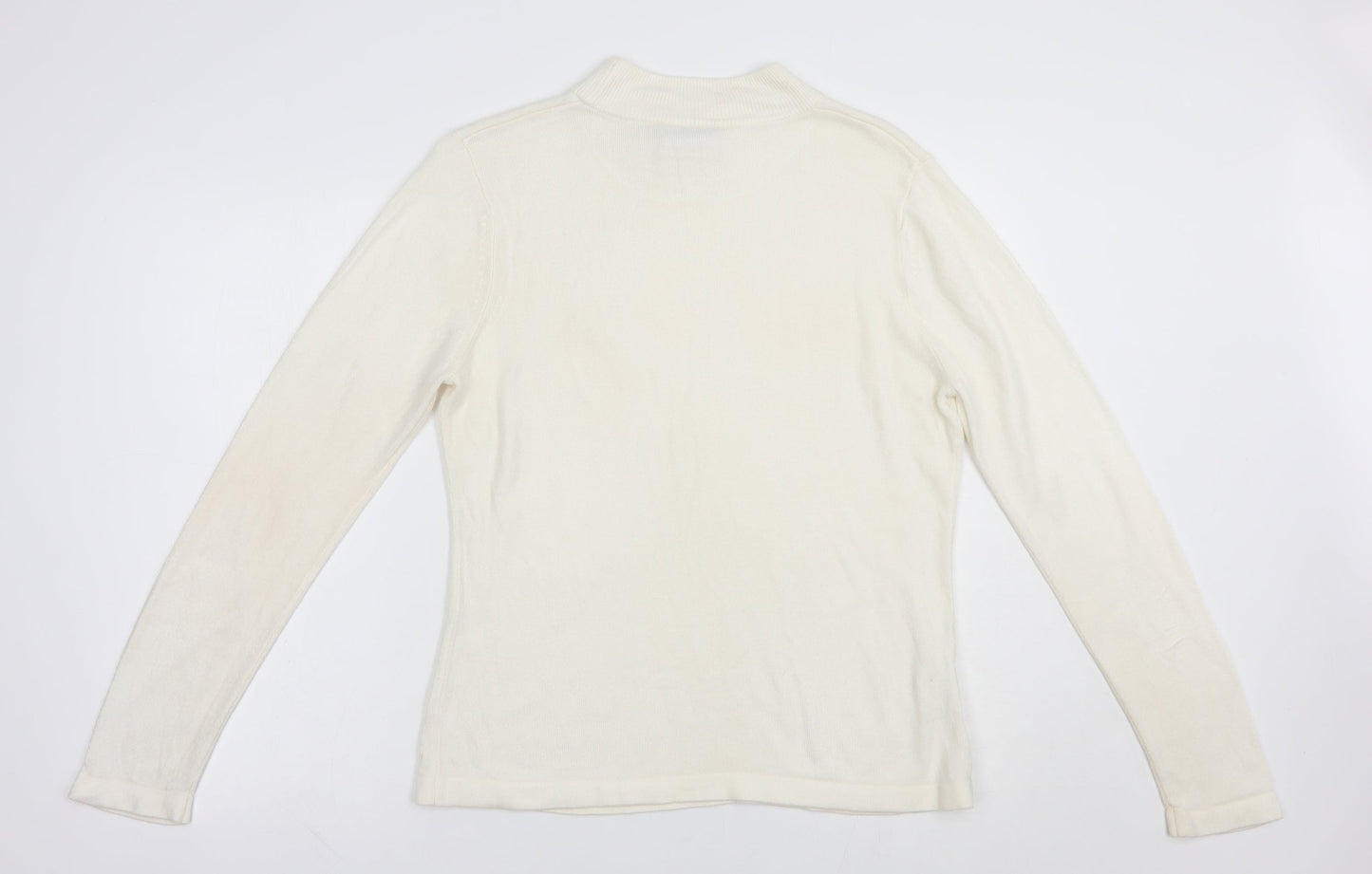 Papaya Womens White Mock Neck  Acrylic Pullover Jumper Size 14