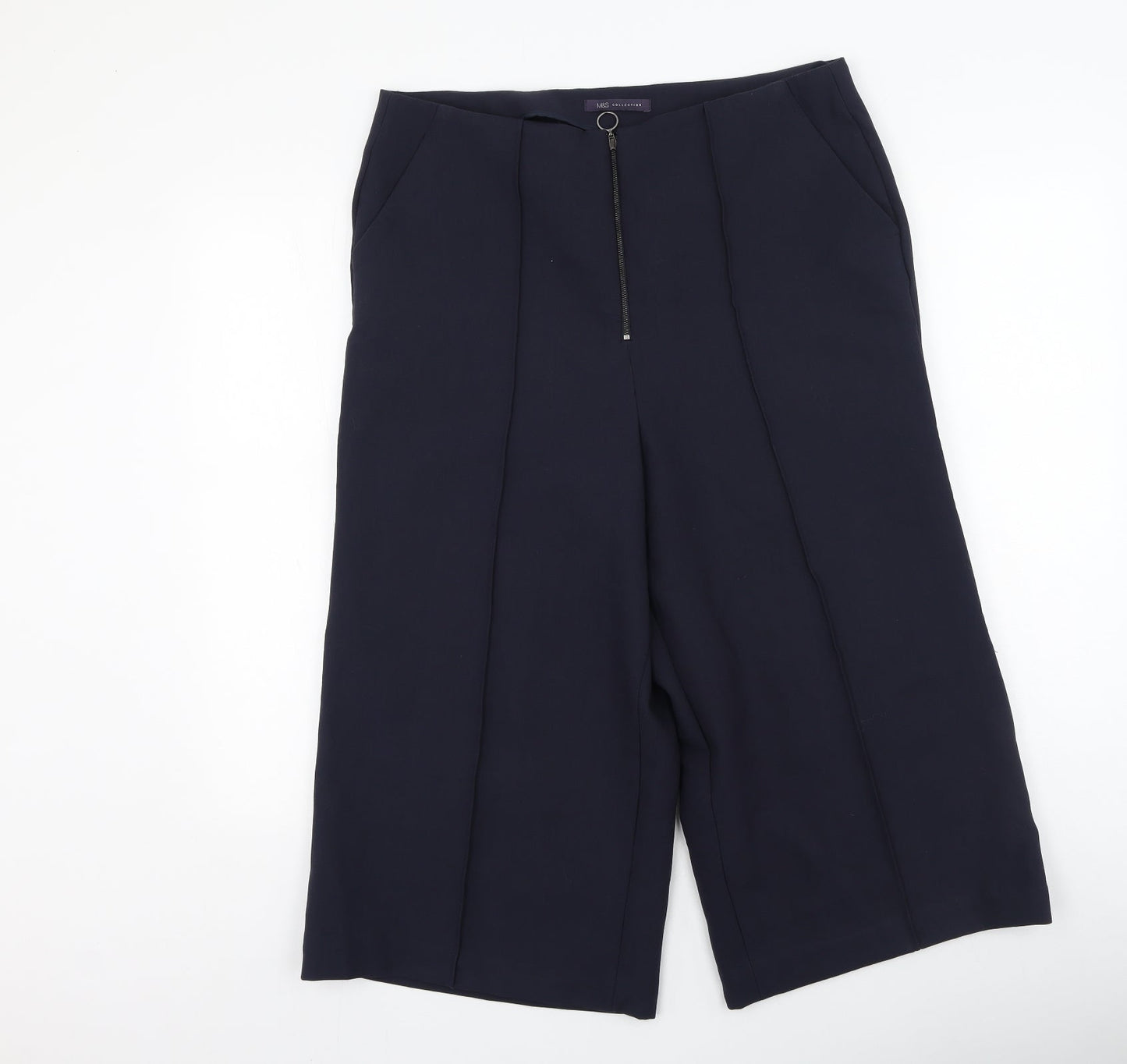 Marks and Spencer Womens Blue  Polyester Trousers  Size 16 L34 in Regular