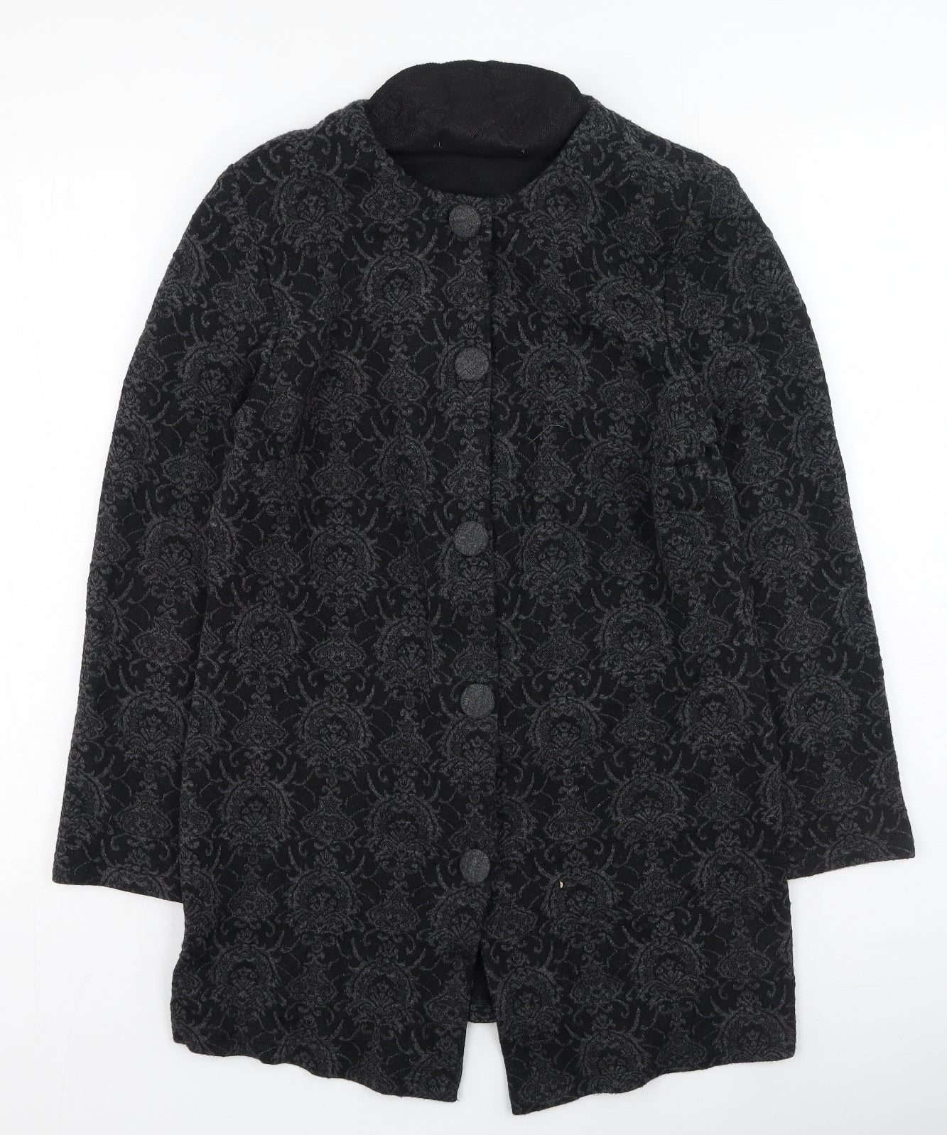 Berkertex Womens Grey Round Neck Floral Acrylic Cardigan Jumper Size 12