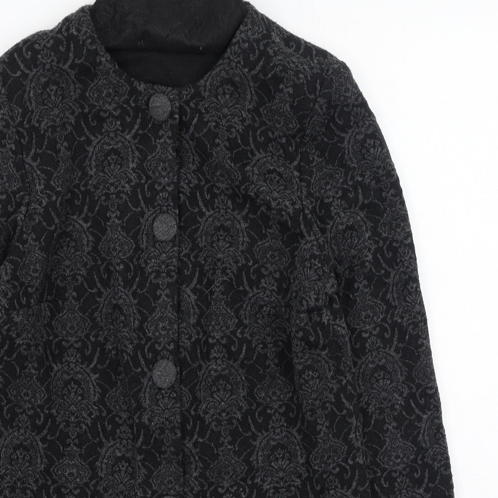 Berkertex Womens Grey Round Neck Floral Acrylic Cardigan Jumper Size 12