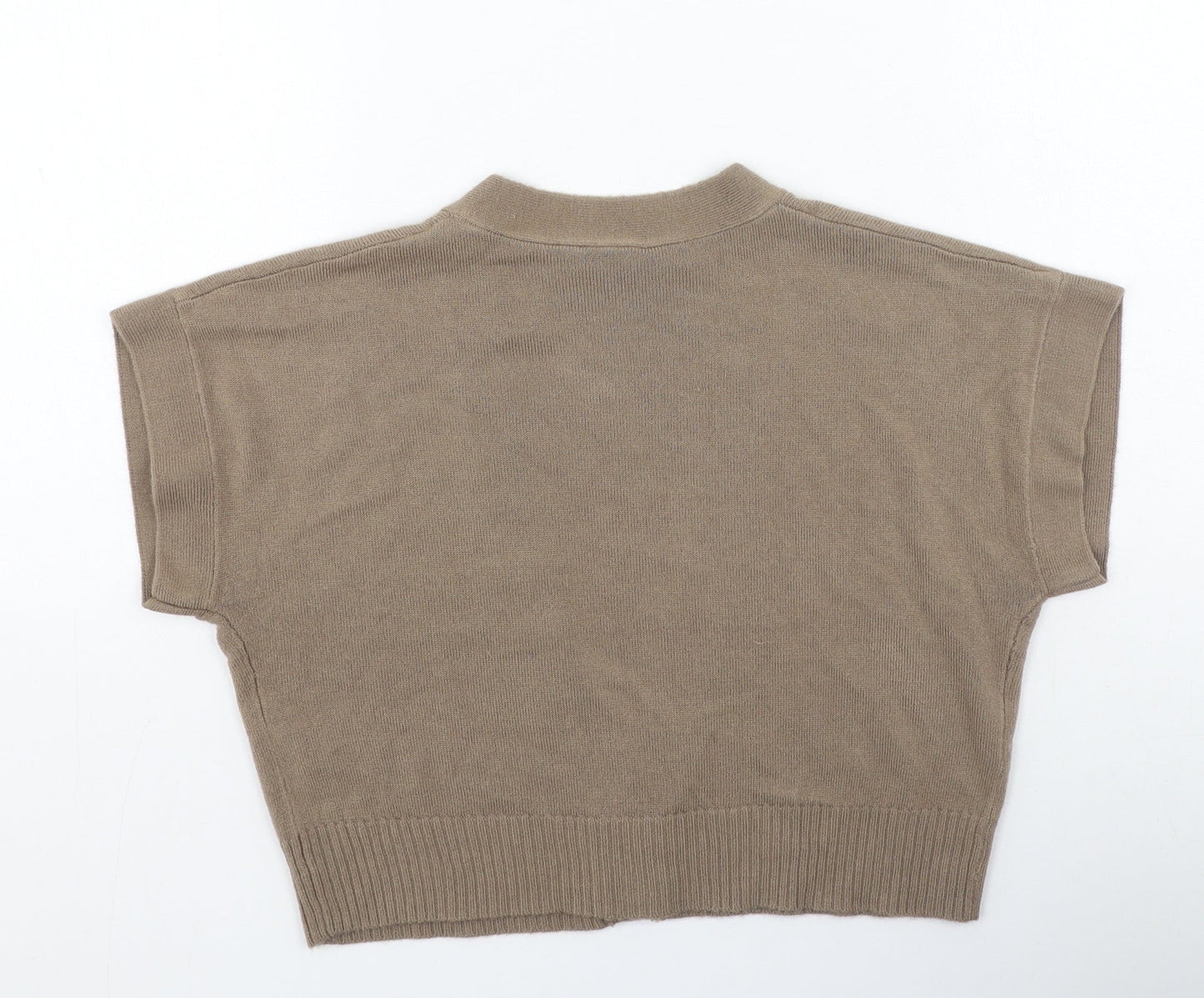 TU Womens Brown V-Neck  Acrylic Cardigan Jumper Size 12