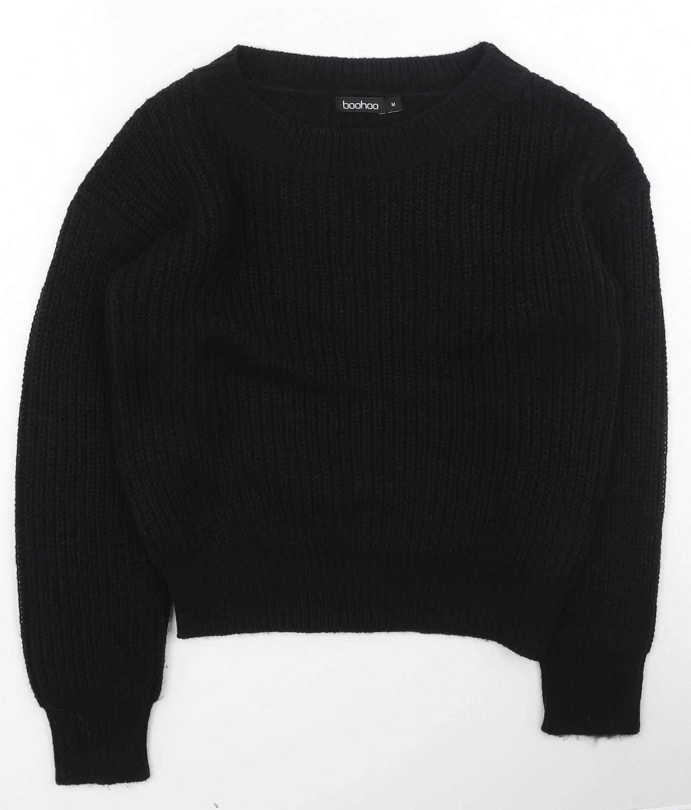 Boohoo Womens Black Round Neck  Polyester Pullover Jumper Size M