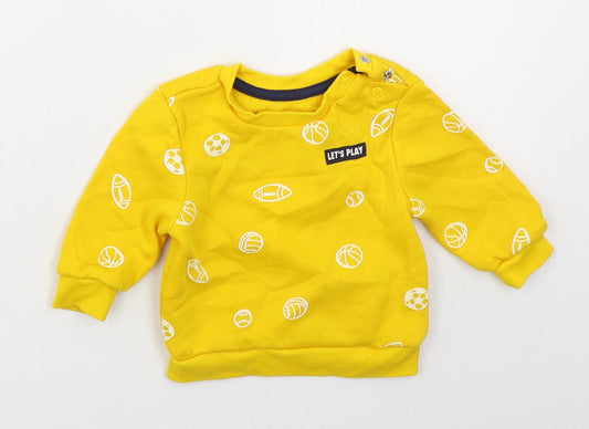 Primark Boys Yellow  Cotton Basic T-Shirt Size 3-6 Months Crew Neck Pullover - Lets Play