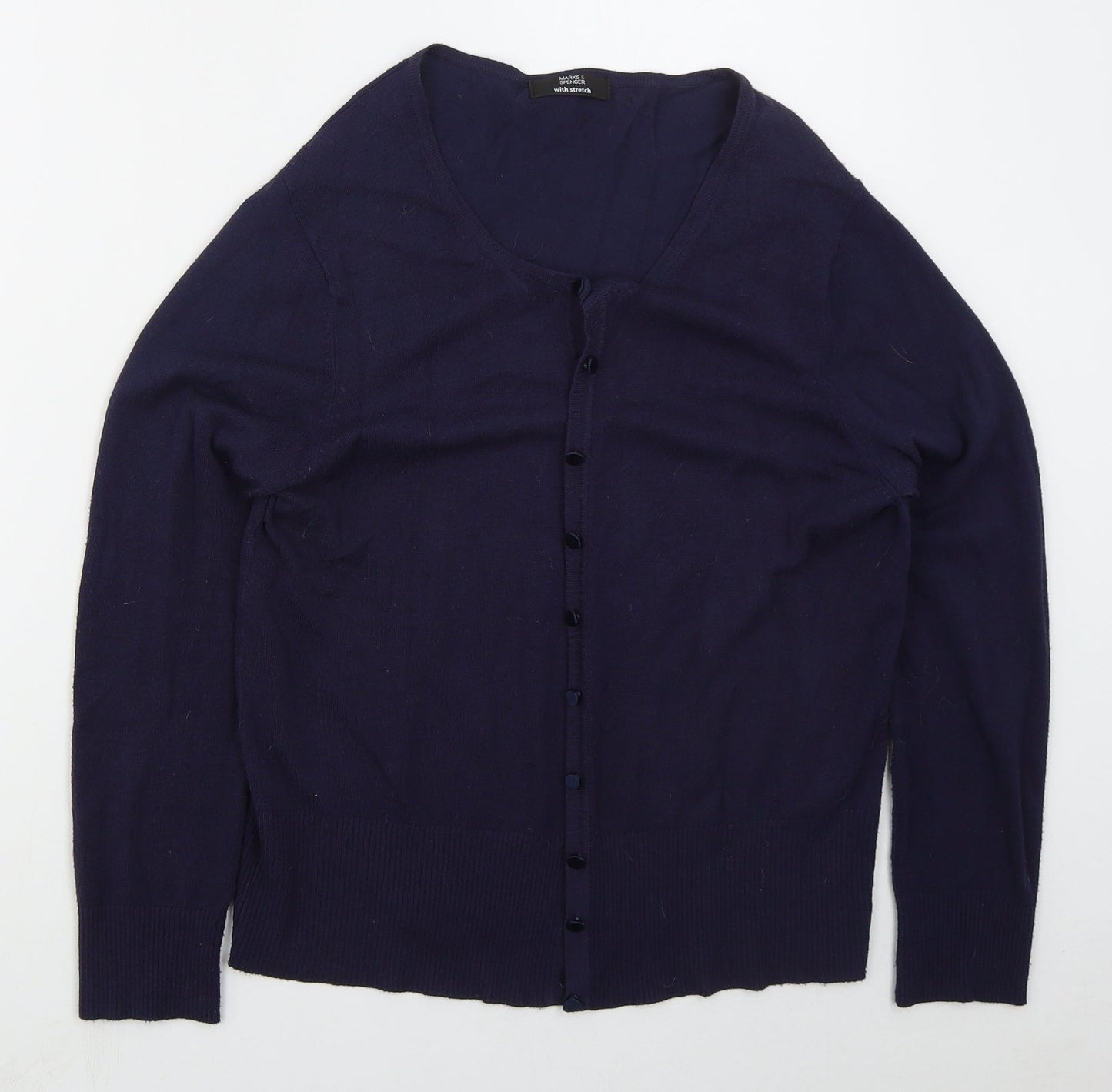 Marks and Spencer Womens Blue Round Neck  Viscose Cardigan Jumper Size 16