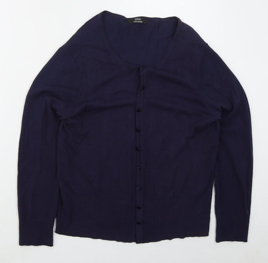 Marks and Spencer Womens Blue Round Neck  Viscose Cardigan Jumper Size 16