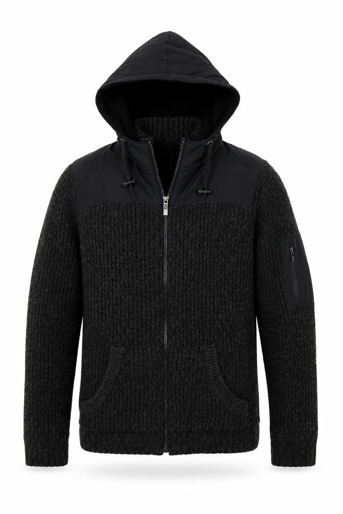 D Code Mens Grey  Acrylic Full Zip Hoodie Size S