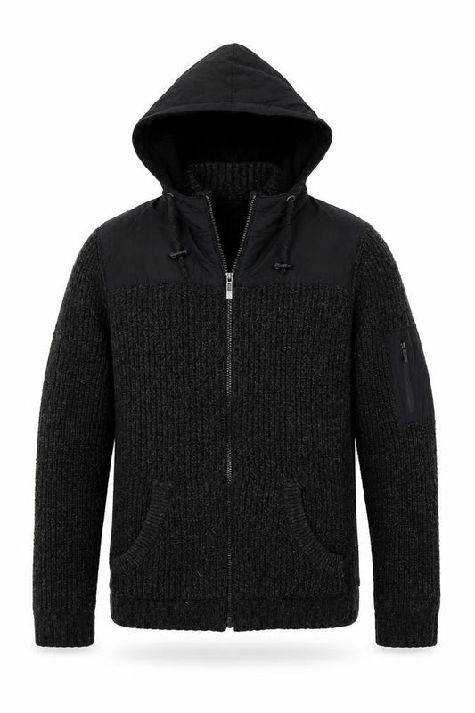 D Code Mens Grey  Acrylic Full Zip Hoodie Size S