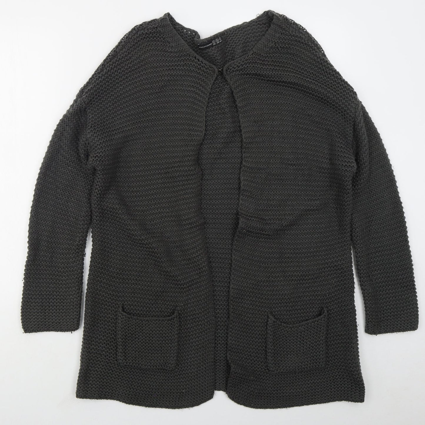 Atmosphere Womens Grey Round Neck  Acrylic Cardigan Jumper Size S