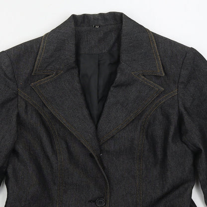 H&M Womens Blue  Cotton Jacket Suit Jacket Size M