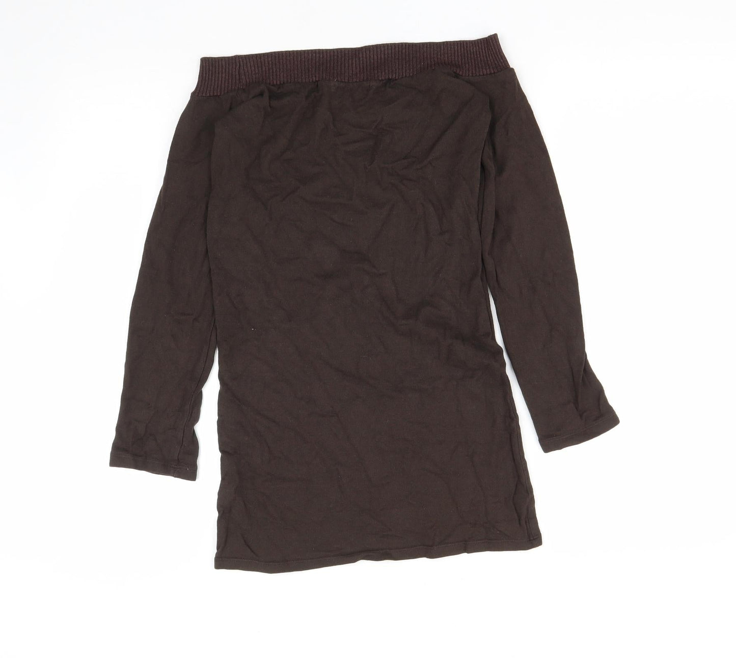 Zara Womens Brown Square Neck  Acrylic Pullover Jumper Size M