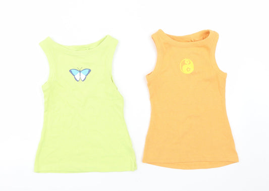 NEXT Girls Multicoloured  Cotton Basic Tank Size 5 Years Round Neck  - Set of 2