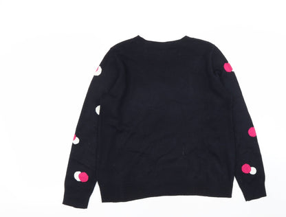 Tu Womens Blue Round Neck  Acrylic Pullover Jumper Size 10